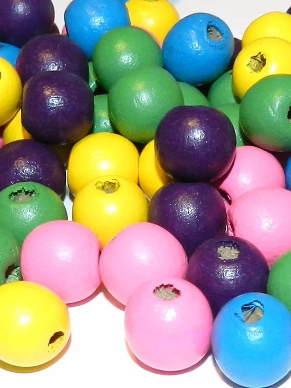 WX250 Assorted Yellow Pink Blue Green Purple 14mm Round Wood Beads 90-gram
